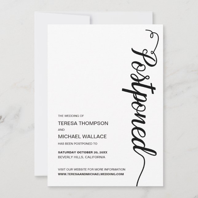Invitation Remise simple du Mariage à retardement noir (Devant)