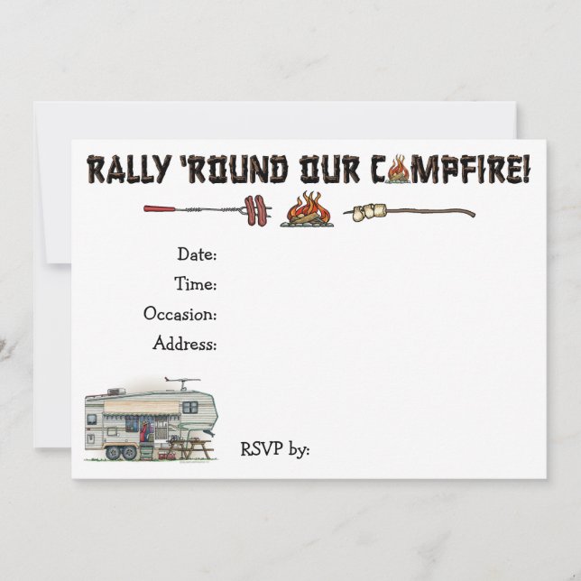 Invitation Remorque mignonne de voyage de campeur de (Devant)