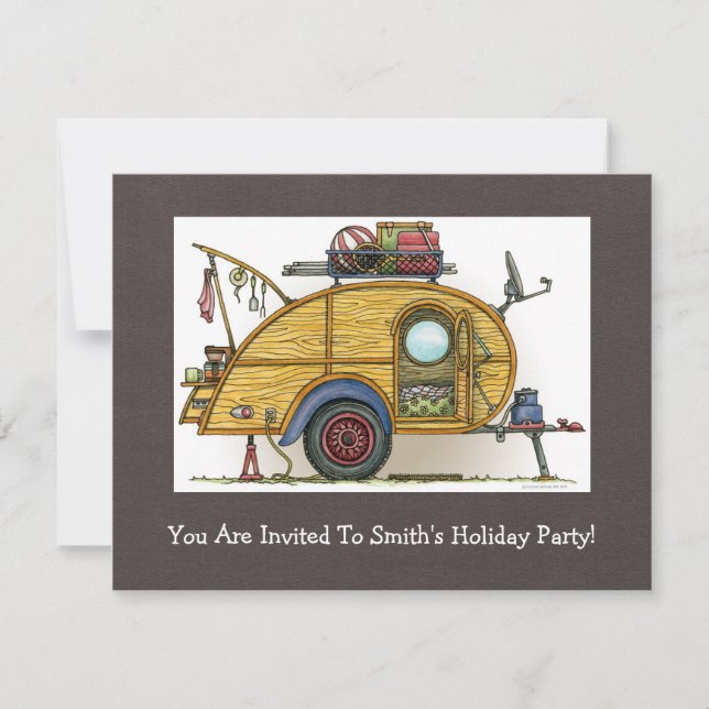 Invitation Remorque vintage mignonne de voyage de campeur de (Devant)