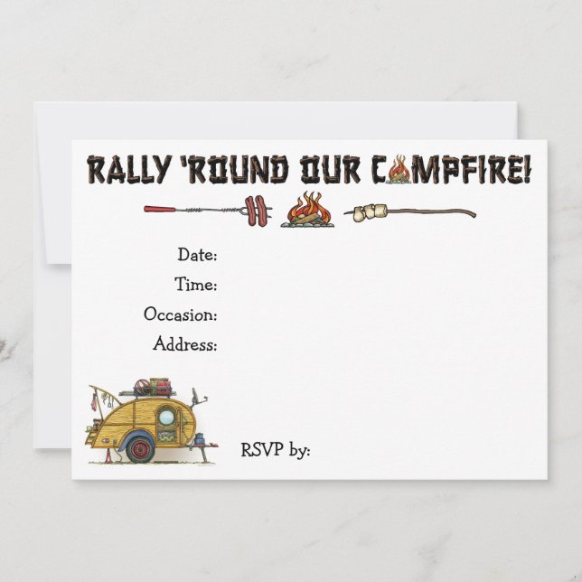 Invitation Remorque Voyage Camper Vintage Cute RV (Devant)