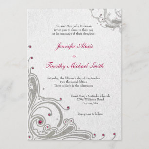 Invitation Remous argentés de parties scintillantes + bijoux