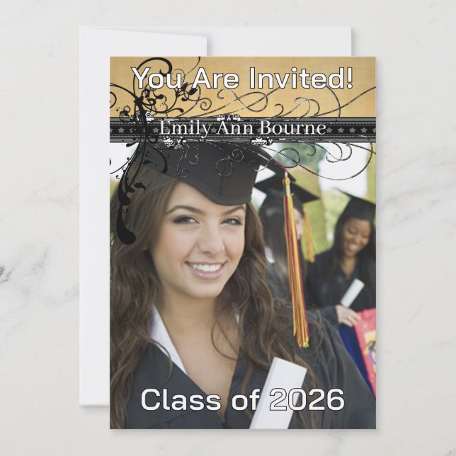 Invitation Remous-Changement élégant génial noir à l'année en (Devant)