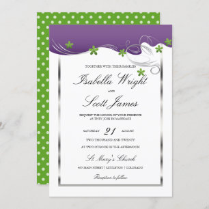 Invitation Remous pourpre et mariage vert de conception