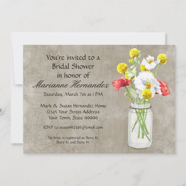 Invitation Remous rustiques de craquement de bouquet de pot (Devant)