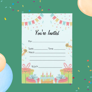 Invitation Remplir l'invitation d'anniversaire vide