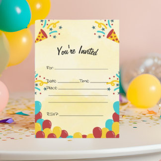 Invitation Remplir l'invitation d'anniversaire vide