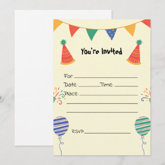 Invitation Remplir l'invitation d'anniversaire vide