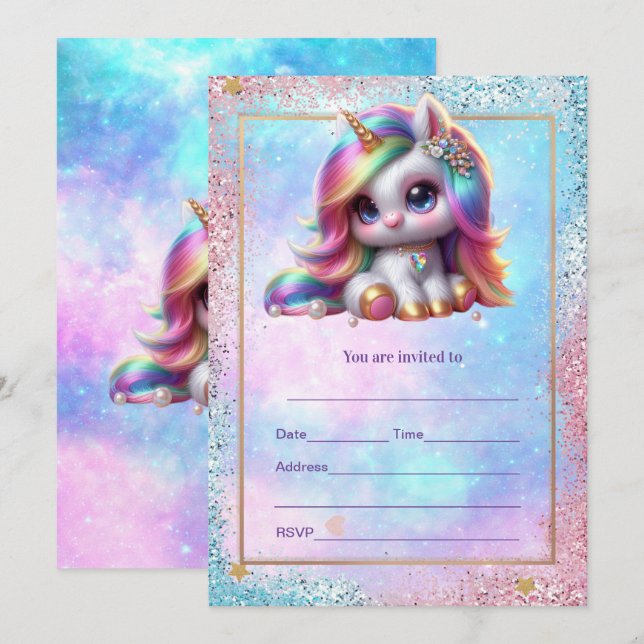 Invitation Remplir l'invitation Unicorn (Devant / Derrière)