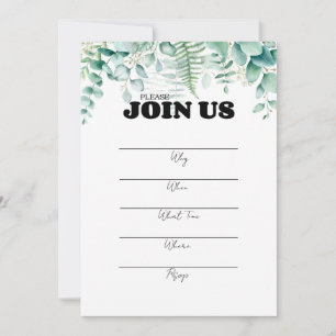 Invitation Remplissage manuscrit en typographie noire polyval