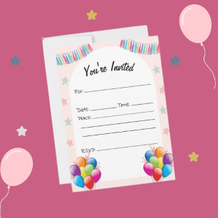 Invitation Remplissez L'Invitation D'Anniversaire Vierge