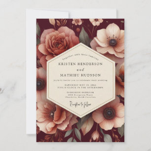 Invitation Renaissance Bourgeonnante Mariage Rouge-Brun