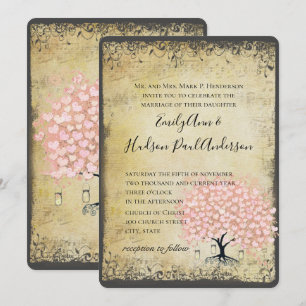 Invitation Renaissance Médiéval Pink Heart Mariage