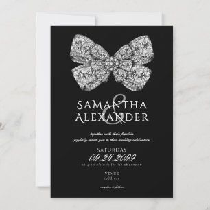 Invitation Renaissance Regency Ornate Bow Black AIO Mariage