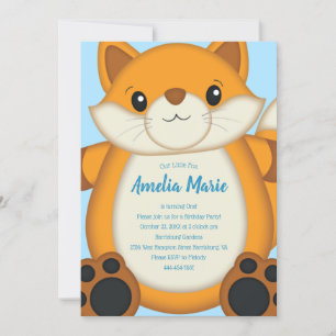 Invitation Renard fête d'anniversaire bleu