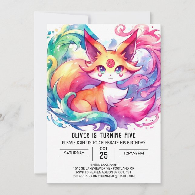 Invitation Renard imprimable Anniversaire (Devant)