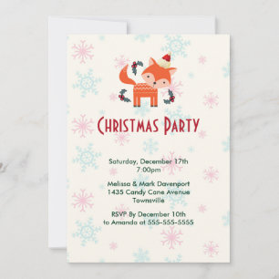 Invitation Renard Orange Avec Chapeau De Père Noël Fête De No