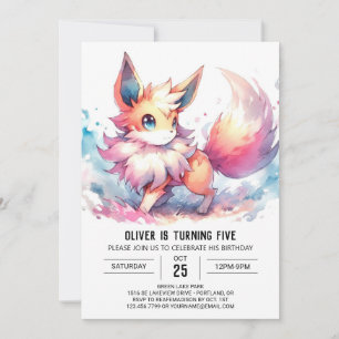 Invitation Renard peint en Whimsical Anniversaire