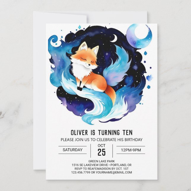 Invitation Renard personnalisé Printable Anniversaire (Devant)