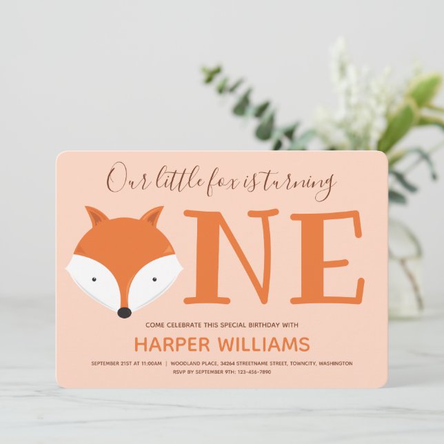 Invitation Renard Tourne un premier anniversaire (Debout devant)