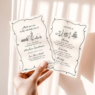 Invitation Rencontre-moi à San Francisco Bachelorette dessiné