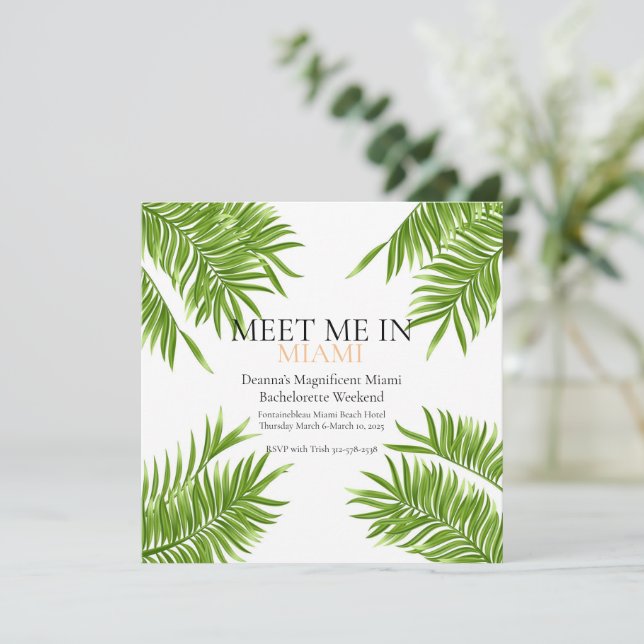 Invitation Rencontrez-moi Miami Bachelorette Party Vacances (Debout devant)