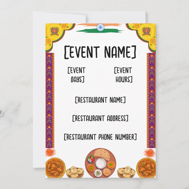 Invitation Rendez-vous restaurant indien et inauguration (Devant)