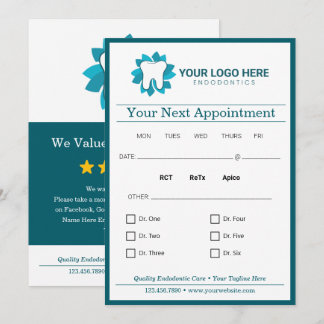 Invitation Rendez-vous suivant pour un dentiste modifiable