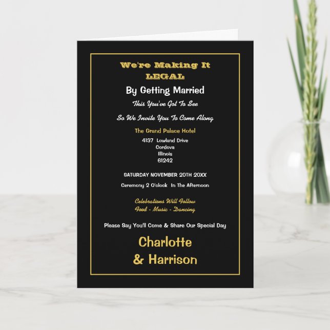 Invitation Rendre Drôle Légal Mariage informel (Devant)