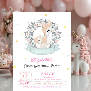 Invitation Rennes Bébé Magique Roses Étoiles Anniversaire