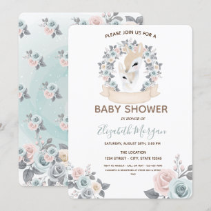 Invitation Rennes Bébés Adorables Fleurs Baby Shower