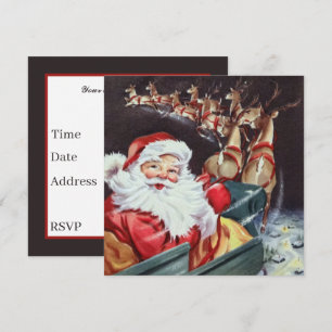Invitation rennes Père Noël volant vintage rétro