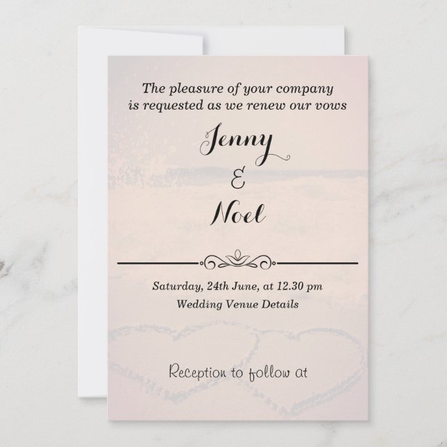 Invitation Renouveau des vues sur le Mariage du coucher de so (Devant)