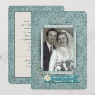 Invitation Renouveau mariage damassé Vow avec photo
