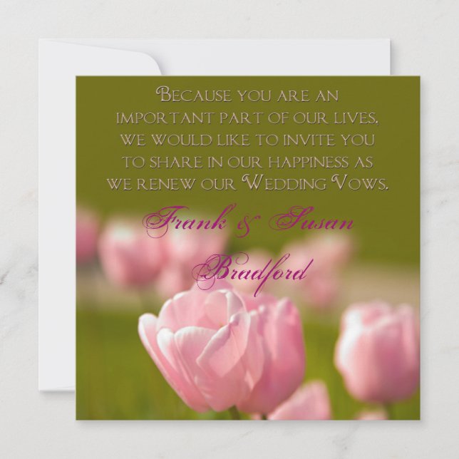 INVITATION RENOUVELER LES VOTES MARIAGES - TULIPS (Devant)