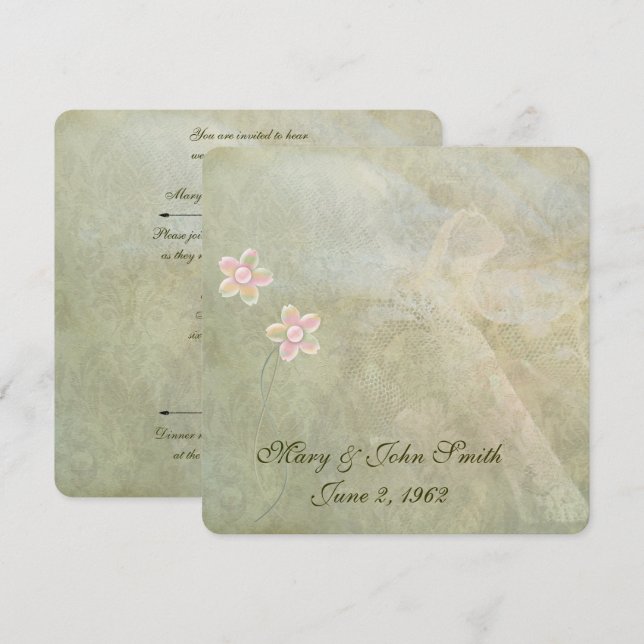 Invitation Renouvellement Abstrait du voyant dentelle (Devant / Derrière)