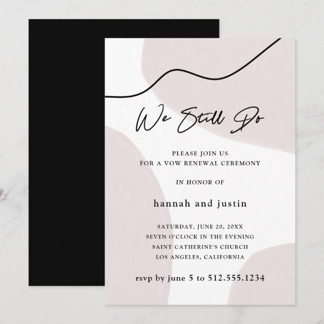 Invitation Renouvellement abstrait moderne de voeu de mariage (Devant / Derrière)