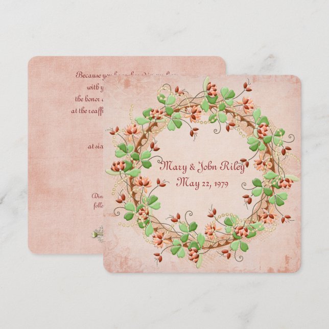 Invitation Renouvellement de la vue de la couronne mariage (Devant / Derrière)