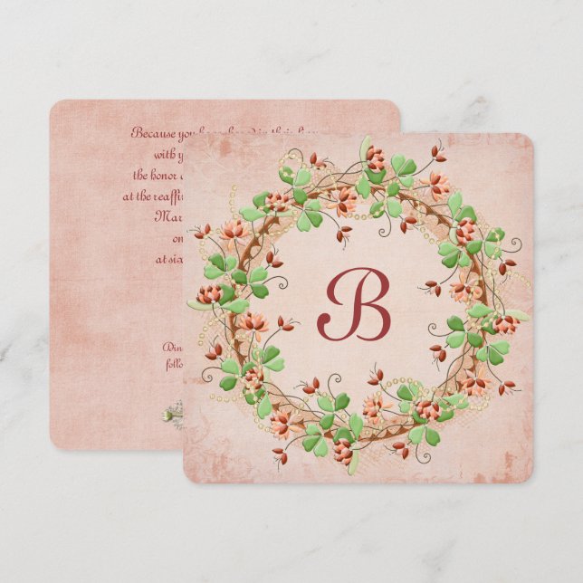 Invitation Renouvellement de la vue de la couronne mariage (Devant / Derrière)