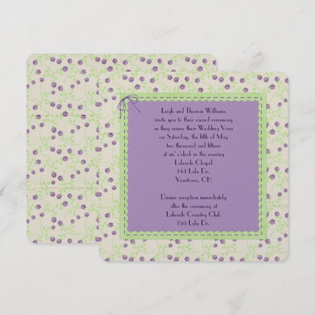 Invitation Renouvellement de la vue du Mariage de la tulipe p (Devant / Derrière)