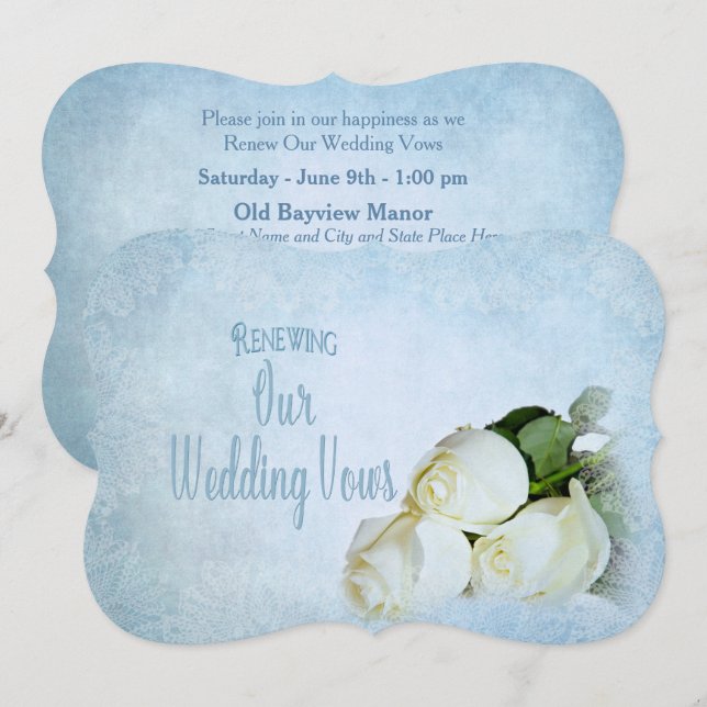 Invitation Renouvellement de l'invitation Vows Mariage - Rose (Devant / Derrière)