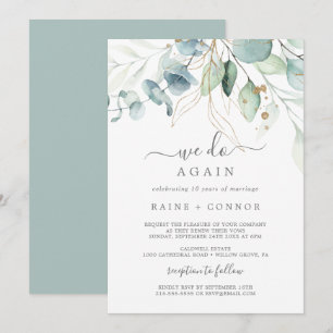 Invitation Renouvellement de Vœux Airy Greenery & Gold Leaf W