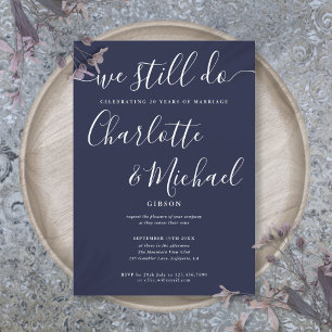 Invitation Renouvellement de Voeux Anniversaire Bleu Marine