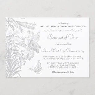 Invitation Renouvellement de Voeux Argent 25e Anniversaire de