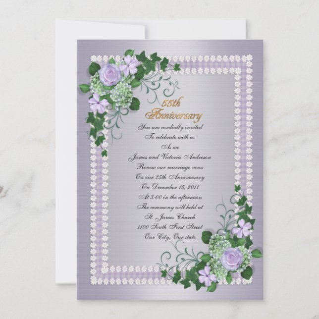 Invitation Renouvellement de voeux d'anniversaire de mariage  (Devant)