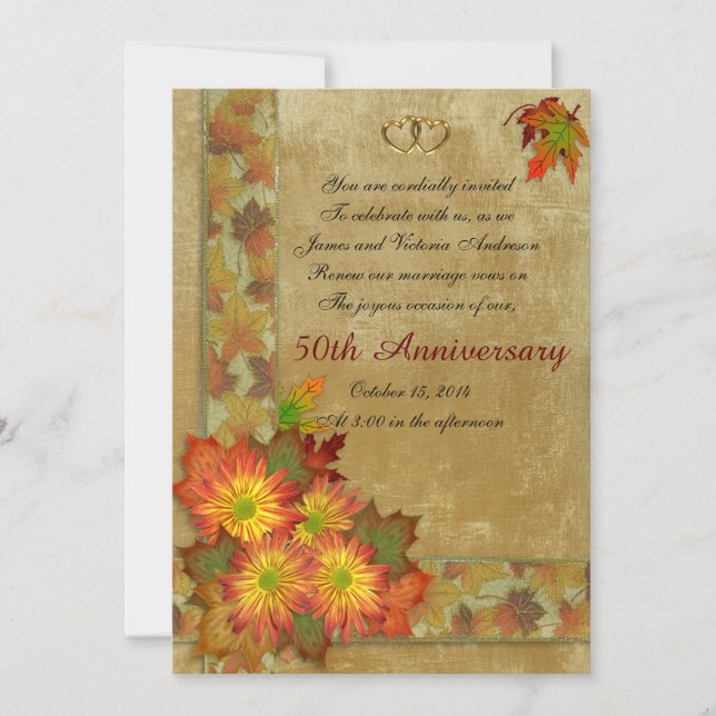 Invitation Renouvellement de vœux de 50e anniversaire de mari (Devant)