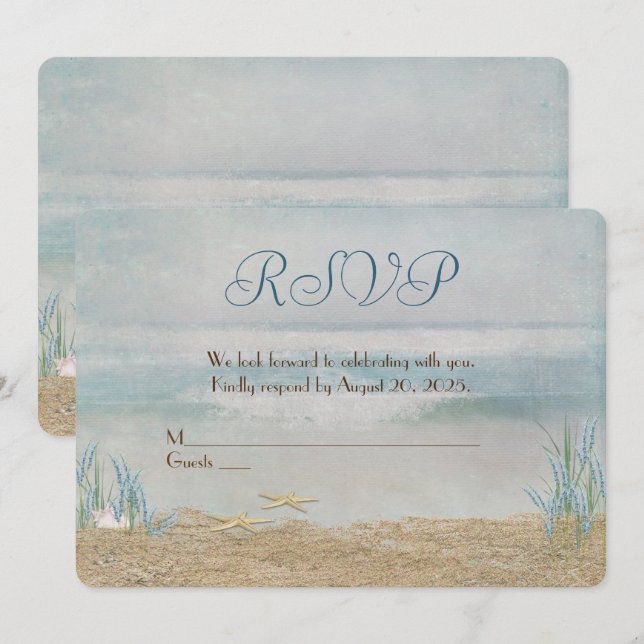 Invitation renouvellement de voeux de mariage bord de mer RSV (Devant / Derrière)
