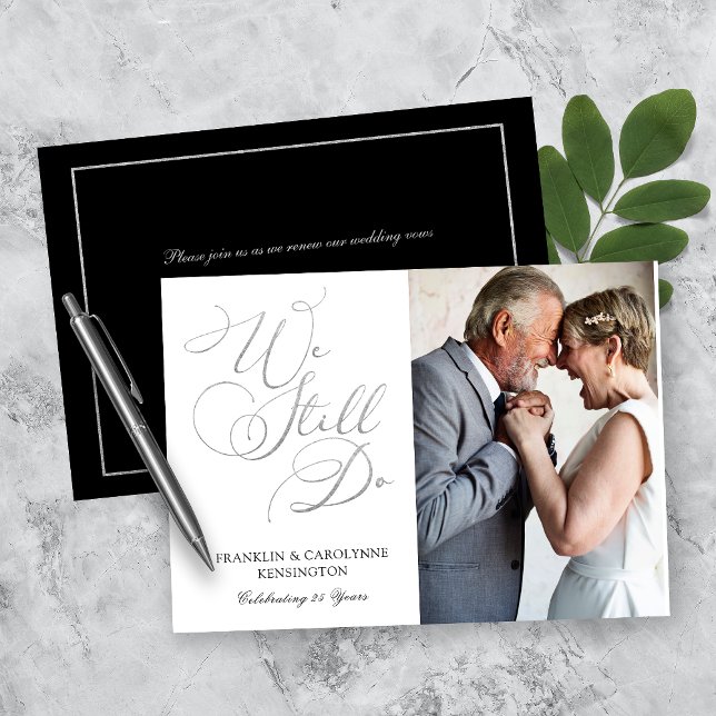 Invitation Renouvellement de Vœux de Mariage Chic Argenté à F (Créateur téléchargé)
