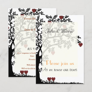 Invitation Renouvellement de Voeux de Mariage Coeurs et Arbre