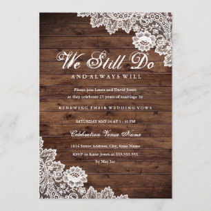 Invitation Renouvellement de Voeux de Mariage en Bois Rustiqu
