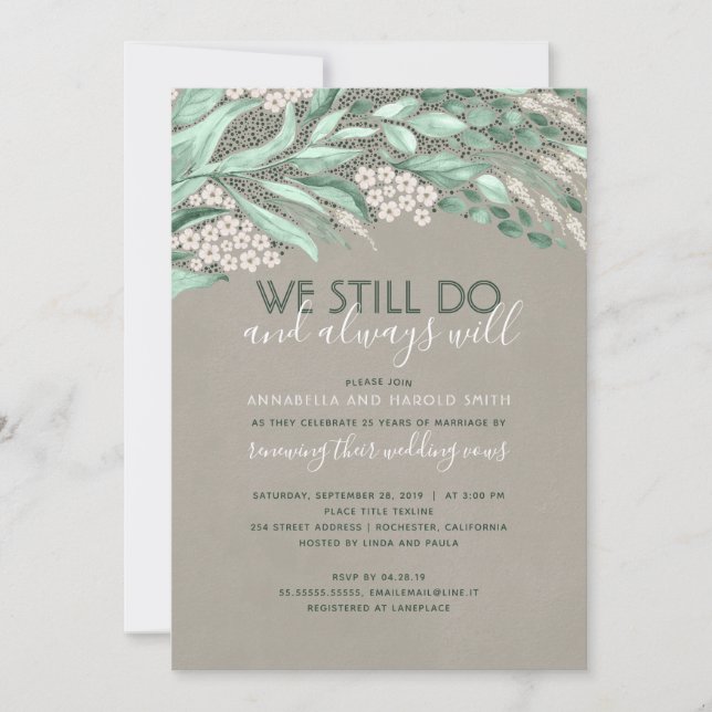 Invitation Renouvellement de vœux de mariage rustique Anniver (Devant)